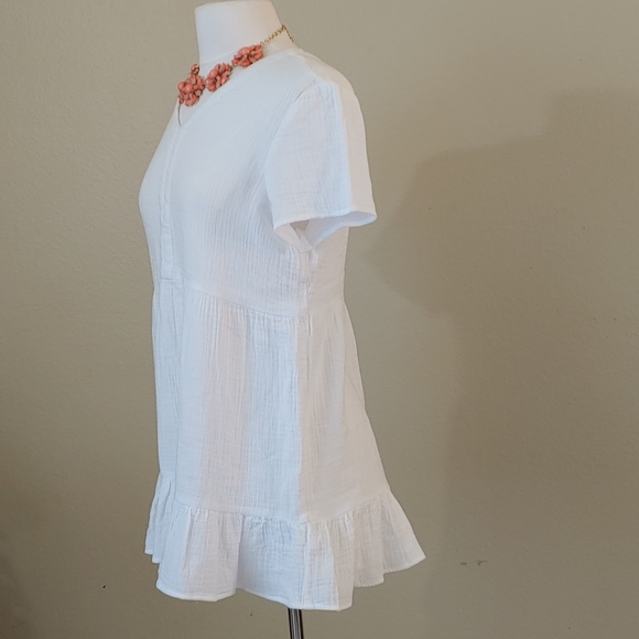 Beach Lunch Lounge - White Cotton peasant shirt with ruffle hem Size - S - Picture 4 of 6